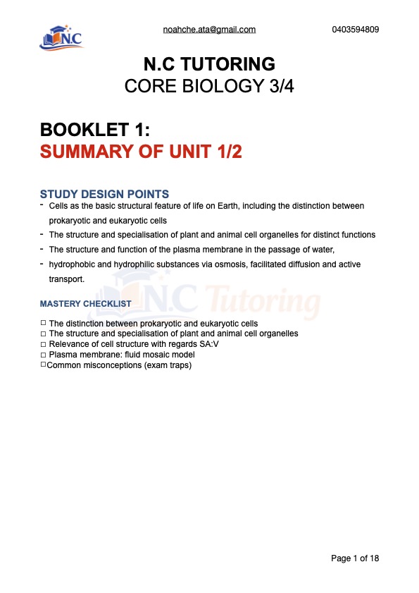 Core Biology booklet cover
